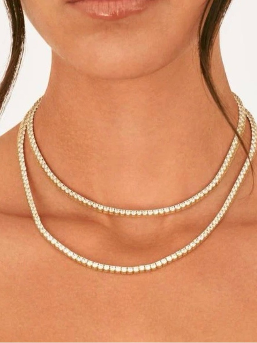 Blanca Bijoue Gold Tone Tennis Necklace & Bracelet - 2 sets